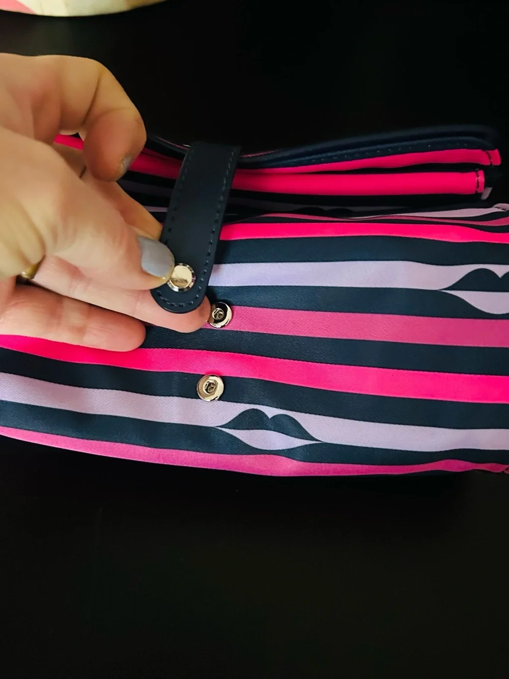 Striped Kate Spade ♠️ Jae Nylon -Cosmetic Bag Set